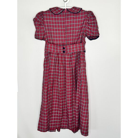 Bonnie Jean Vintage-Style Retro Red Plaid Dress Peter Pan Collar Girls Size 10 - Picture 3 of 8